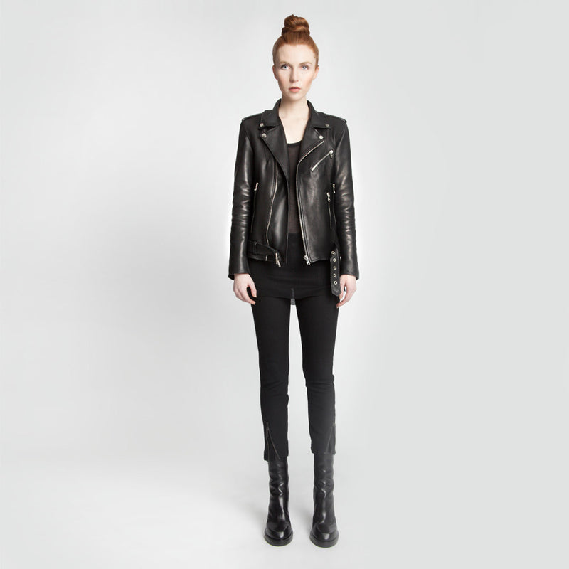 The Yoko leather jacket by the namesake designer Rosa Halpern.