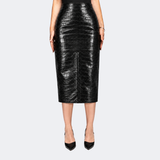 Embossed Croc Midi Skirt