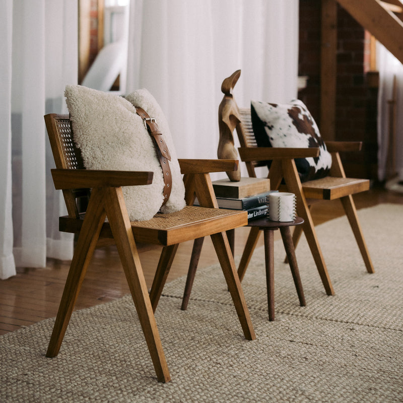 Belted Atrium Shearling Pillow