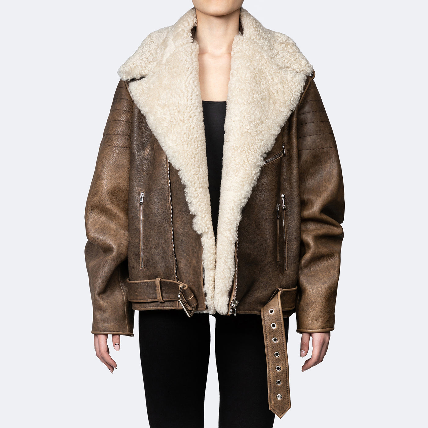 spinach leather fur jacket 平成 y2k Spinach 平成ギャルファーダウン