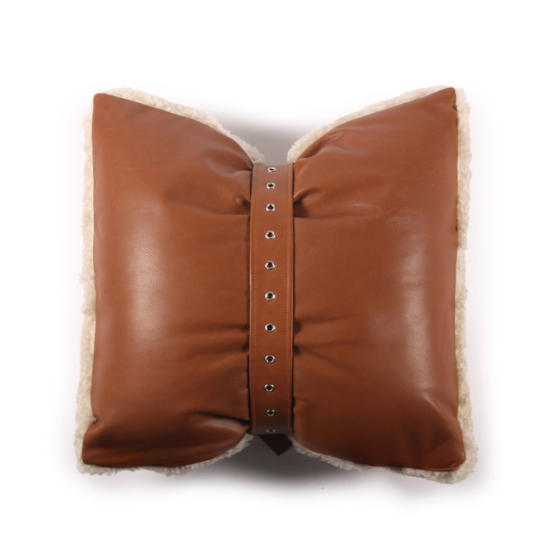 Belted Atrium Shearling Pillow