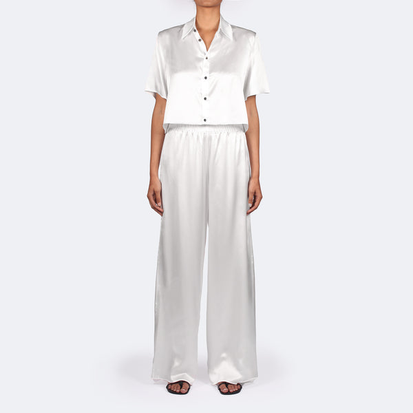 Studio Essential - Cropped Short Sleeve Blouse - Snow