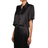 Studio Essential - Cropped Short Sleeve Blouse - Black