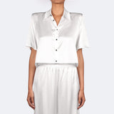 Studio Essential - Cropped Short Sleeve Blouse - Snow