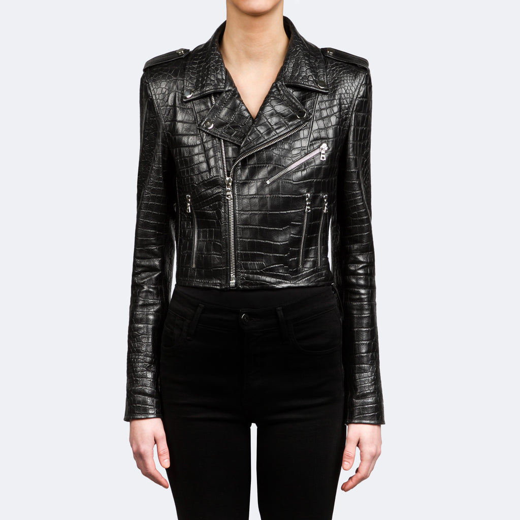 Philipp plein on sale leather jacket crocodile