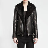The Yoko leather jacket with Merino Sheepskin by the namesake designer Rosa Halpern.