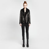 The Yoko leather jacket with Merino Sheepskin by the namesake designer Rosa Halpern.