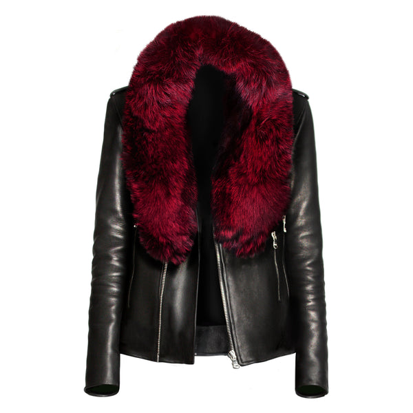 Crimson Fox Fur Collar
